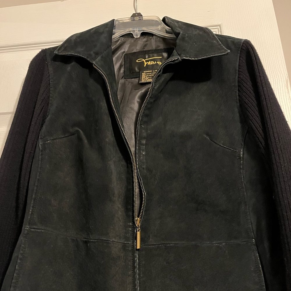 Black suede and sweater jacket size large